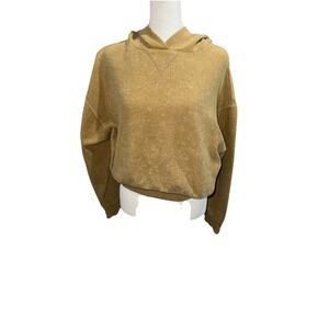 PINK Victoria's Secret Womens Gold Tan Pullover Hooded  Corduroy Sweater Size XS